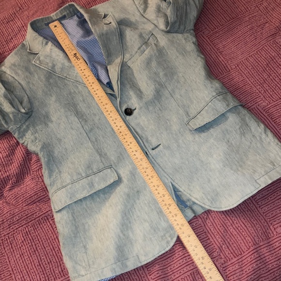 Linen men’s blazer heathered light green / gray - Picture 9 of 16
